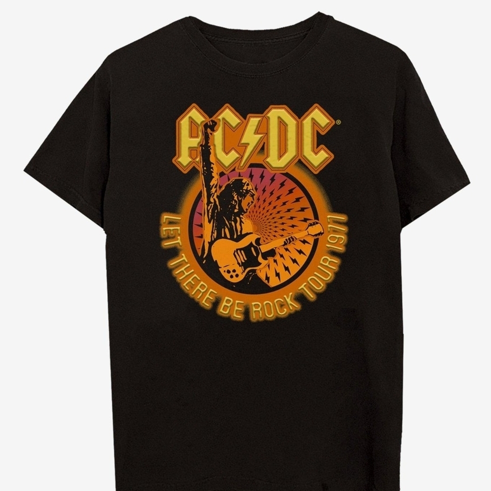 AC/DC Black & Orange Size Large Tour Graphic Tee Short Sleeve Great Deal MUSIC